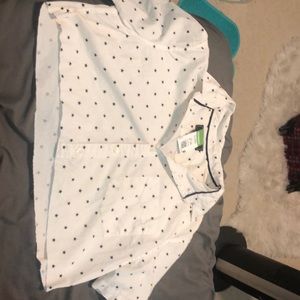 white with stars oversized cropped polo shirt